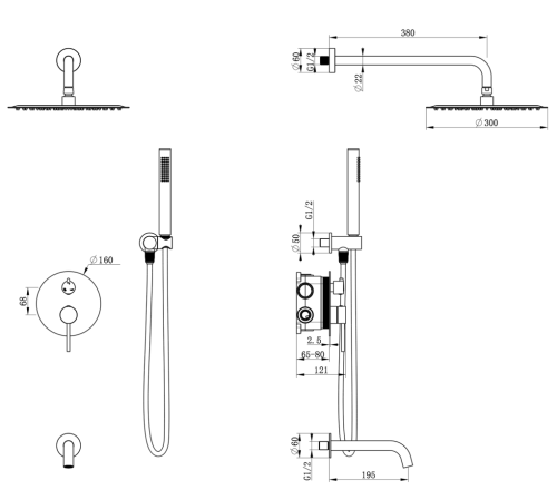 Душевая система Oliveeka OL-88939017-CR
