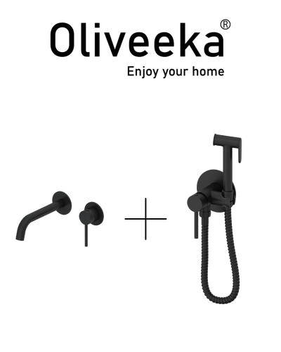 Гигиенический душ со смесителем Oliveeka OL-829902+88869017-MB, черный матовый