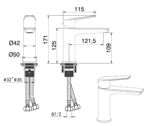 Смеситель для умывальника Vivi Felice 0130