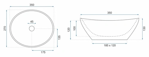 Умывальник Rea Sofia Mini Black Marble Shiny U6963