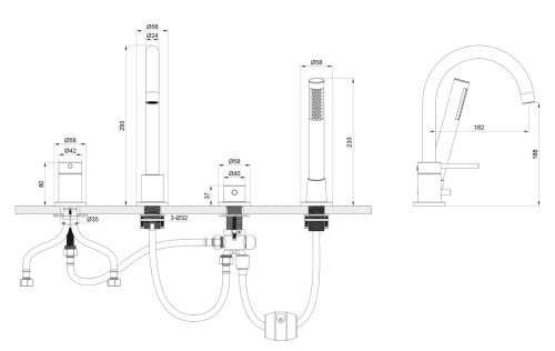 Смеситель для ванны Oliveeka OL-669017-CR