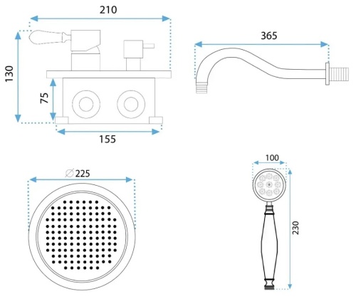 Душевая система Rea Serra black matt B1143