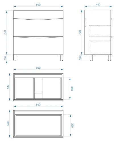 Тумба напольная Vela Бриз 80Н под Classica TU270551
