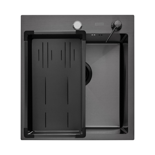 Комплект Arfeka Eco AR мойка 450*500, коландер G, дозатор black