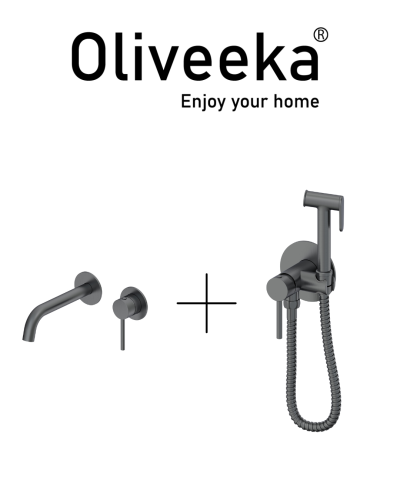 Гигиенический душ со смесителем Oliveeka OL-829902+88869017-BGM, мат.оружейный металл