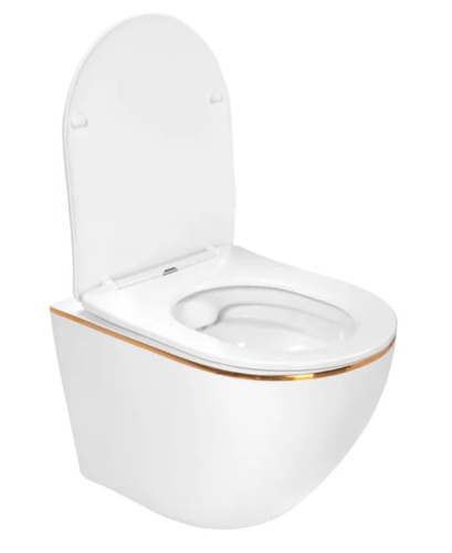 Унитаз подвесной Rea Carlo Mini rimless Flat Gold Edge C1222