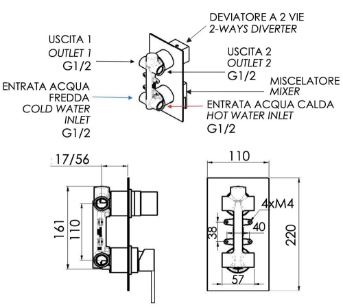 Смеситель для душа Remer Qubika Q92