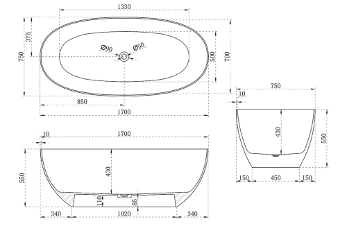 Ванна из смолы Vincea VBT-6T01BR, янтарь