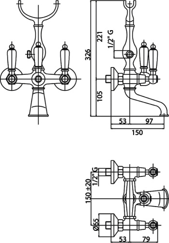 Cмеситель для ванны Caprigo Adria-classik 03-011-vot