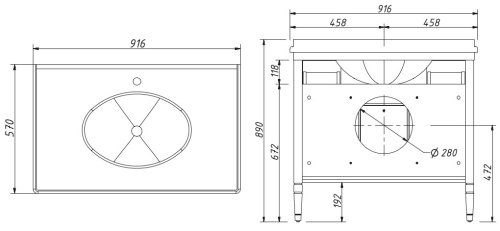 Тумба напольная Caprigo Albion 90 10323-B074