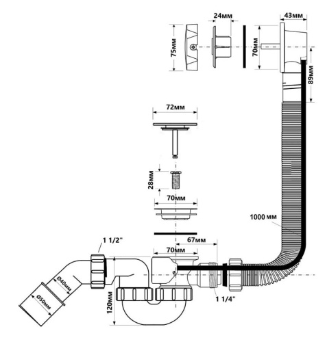 Сифон для ванны McAlpine НС31-M-S2-1M