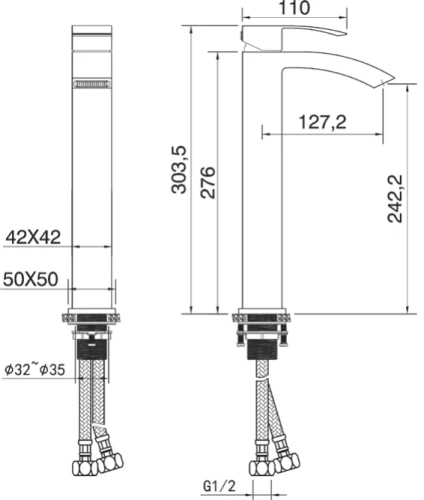 Смеситель для умывальника Vivi Felice 1025 Nichel