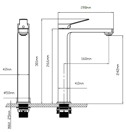 Смеситель для раковины Vincea Arco VBF-4AR02BG