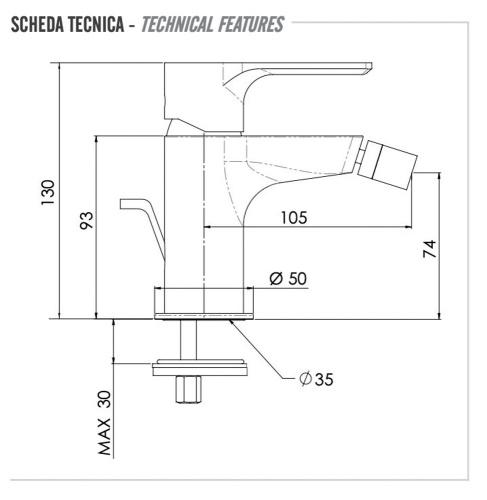 Смеситель для биде Remer Energy EY20NO, черный матовый