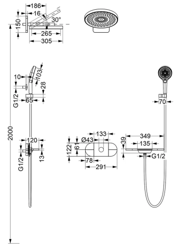 Душевая система Vincea Futura VSFW-2F12TMB