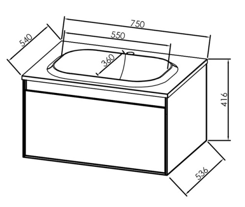 Тумба подвесная Kolpa-san Pandora OUP 75 Black stone 514210 Тумба подвесная Kolpa-san Pandora OUP 75 Black stone 514210