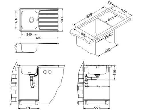 Мойка для кухни Alveus ZOOM 30 MAXIM SAT-90 860x500 1108176