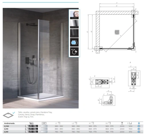 Душевой уголок Kolpa-San Andromeda Q 90 silver brill transparent 516460