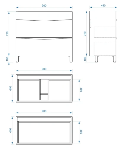 Тумба напольная Vela Бриз 90Н под Classica TU270571