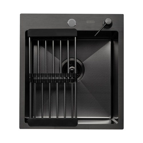 Комплект Arfeka Eco AR мойка 450*500, коландер, дозатор black