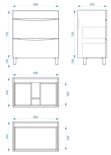 Тумба напольная Vela Бриз 70Н под Classica TU27051
