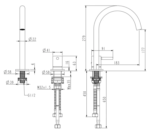 Смеситель для раковины Nemo Round NM-2318BG brush gold