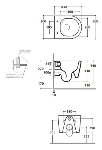 Унитаз подвесной Globo FORTY3 FOS06BI