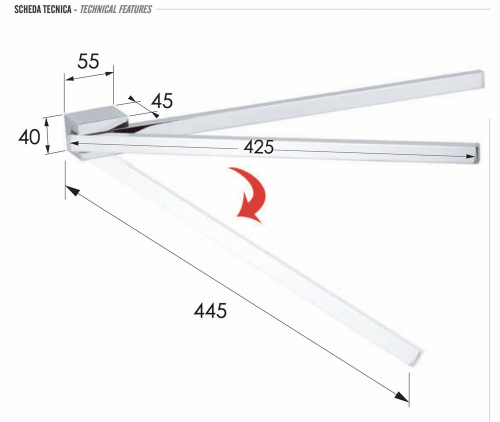 Полотенцедержатель двойной поворотный 45 см Remer Flat FT36CR