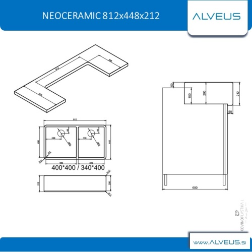 Мойка для кухни Alveus NEOCERAMIC 812x448x212 227982