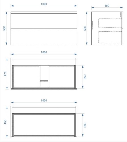 Тумба подвесная Vela Волна 100П под Classica (белый мат) черный гола TU9219