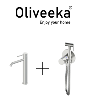 Гигиенический душ с термостатом со смесителем Oliveeka OL-829909+88239017-BN, никель матовый