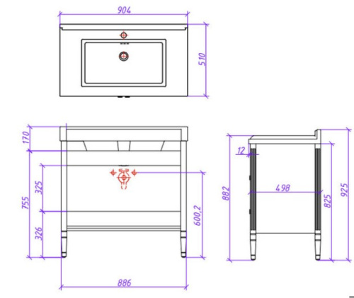 Тумба напольная Caprigo Albion Concept 90 34018UV-SF013