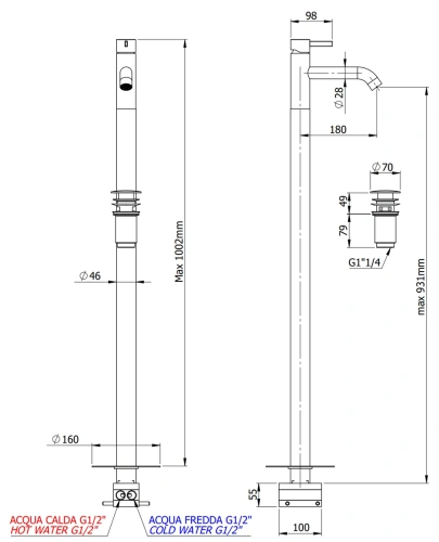Смеситель для раковины Remer Metrica MC18XV, сталь