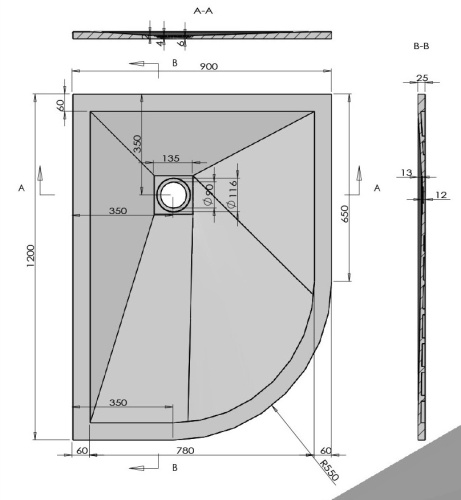Душевой поддон Vincea VST-4SQ9012W-L
