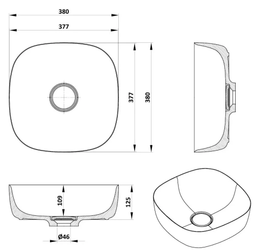Раковина Kolpa-San Lux 380 ON kerrock 108 864110 Раковина Kolpa-San Lux 380 ON kerrock 108 864110