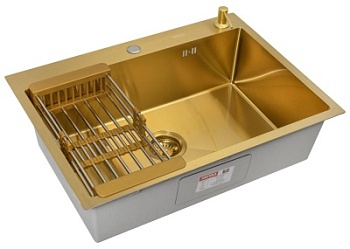 Комплект Arfeka Eco AR мойка 700*500, коландер, дозатор gold