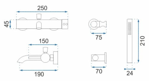 Смеситель для ванны Rea Lungo Black B6634