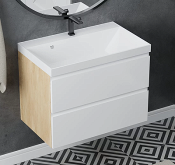 Тумба подвесная Vela Мира Лайт 80П под Classica (небраска/белый) TU63275