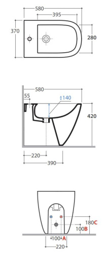 Биде напольное приставное Globo Stockholm LA009BI
