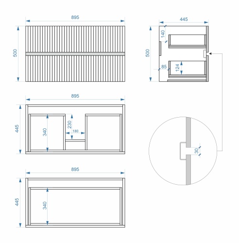 Тумба подвесная Vela Волна 90П под Classica (белый мат) черный гола TU5234