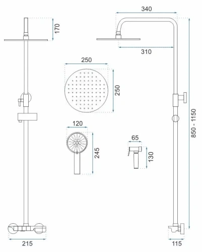 Душевая система Rea Max Chrom P6616
