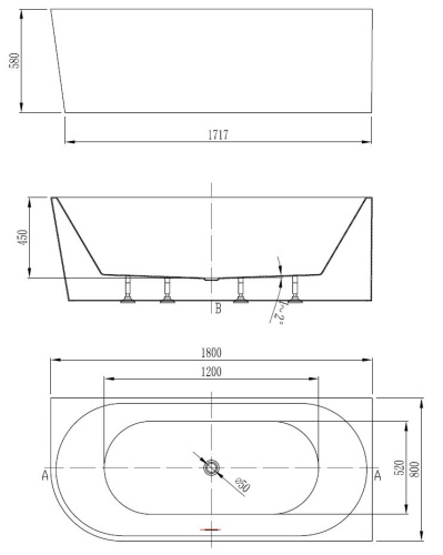 Ванна акриловая Vincea VBT-402-1800R