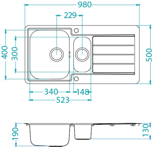Мойка для кухни Alveus LINE MAXIM 10-SAT 980x500 1089610