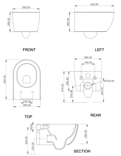 Унитаз подвесной GSG Ceramic Design Like LKWCSOBI000/038, Fumo Matt