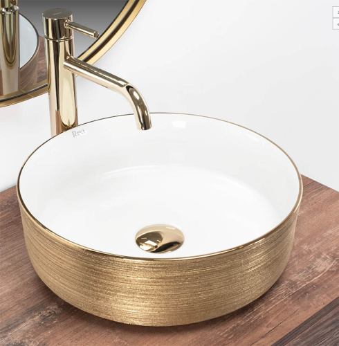 Умывальник Rea Sami White Brush Gold U6630