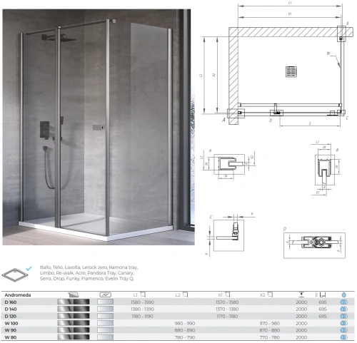 Душевая дверь Kolpa-San Andromeda D 140 silver brill transparent 516550