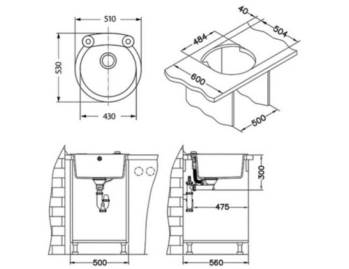 Мойка для кухни Alveus ROLL 10 Granital BEIGE-G55 510x530x200 1090968
