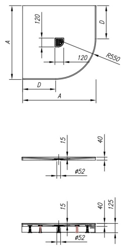 Душевой поддон Kolpa-san Lavolta R 100x100 R550 Kerrock 109 white 561330