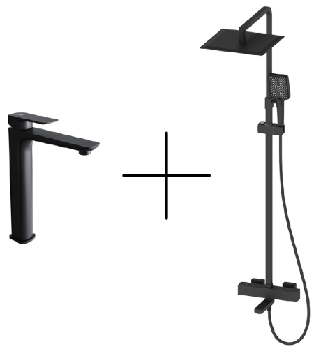 Душевая стойка со смесителем Oliveeka OL-739901+239003-MB