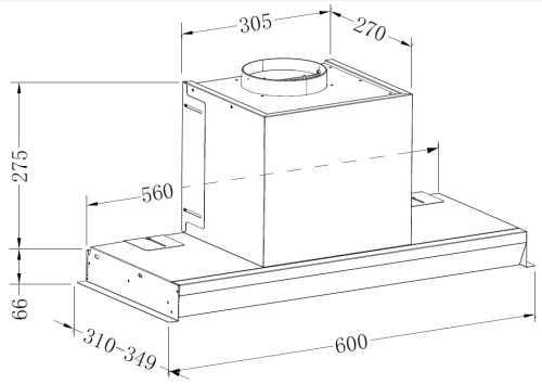 Вытяжка кухонная Zorg AURA 1260 60 S-GS черная